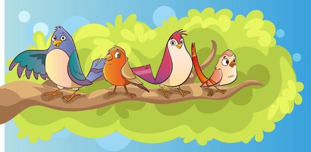 Pájaro divertido de dibujos animados volando aislado sobre fondo blanco