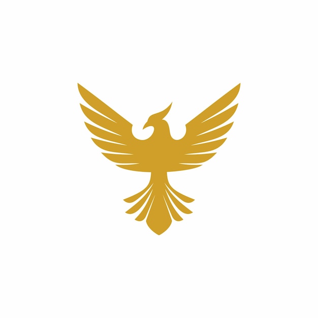 Un pájaro dorado con el logo de un águila en un fondo blanco