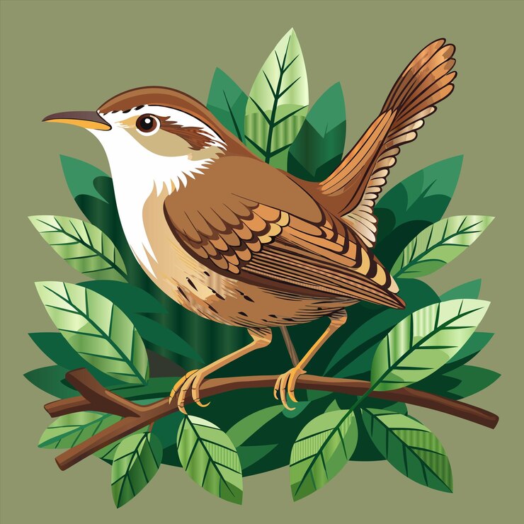 Vector un pájaro está de pie en una rama con hojas