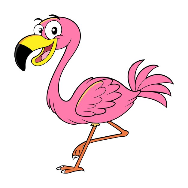 pájaro flamenco animal dibujos animados rosa ilustración vectorial amor cisne naturaleza vida silvestre pico avestruz pájaros pluma pareja silueta blanca grulla salvaje aislado negro personaje del zoológico lindo