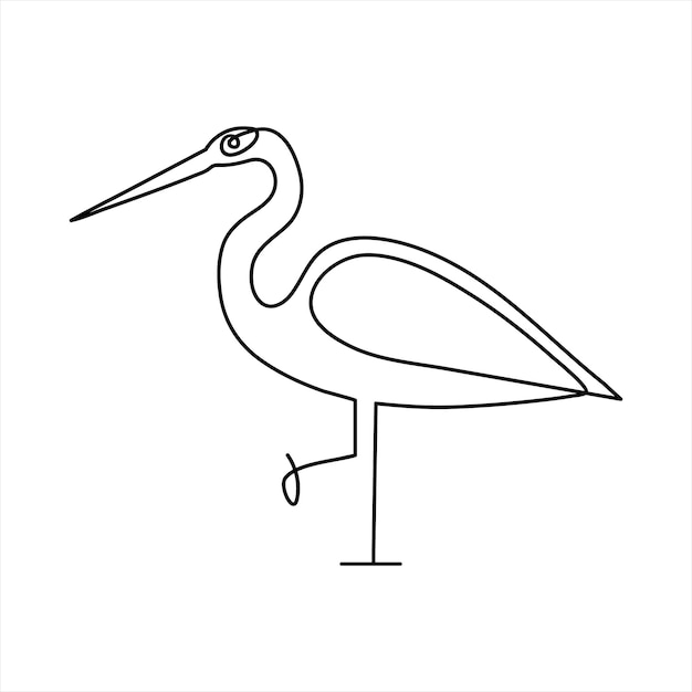 Vector pájaro flamenco y garza continuo de una línea de arte contorno simple dibujo vectorial e ilustración