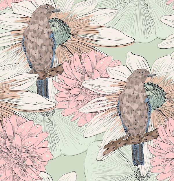 pájaro y flor
