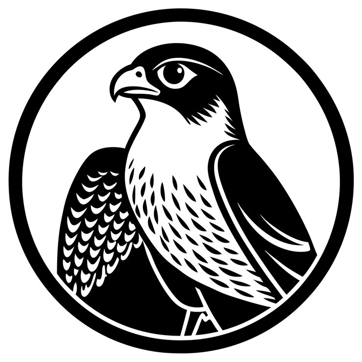 Vector un pájaro con un fondo blanco y negro que tiene un círculo negro a su alrededor
