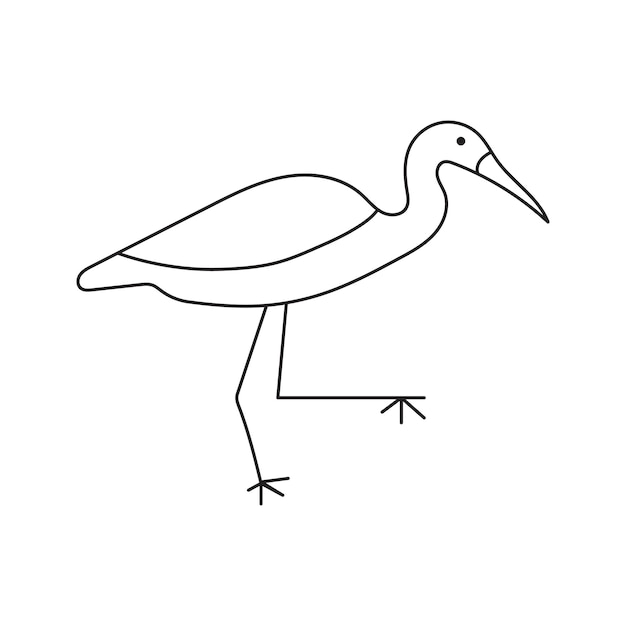 Pájaro garza en estilo de dibujo de arte de línea continua