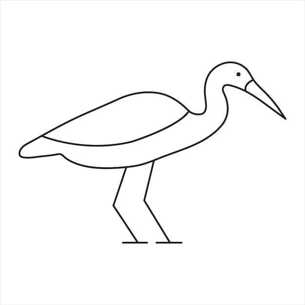 Pájaro garza en estilo de dibujo de arte de línea continua