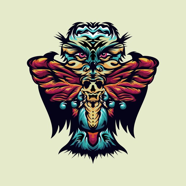 Pájaro de ilustración con diseño de mariposa