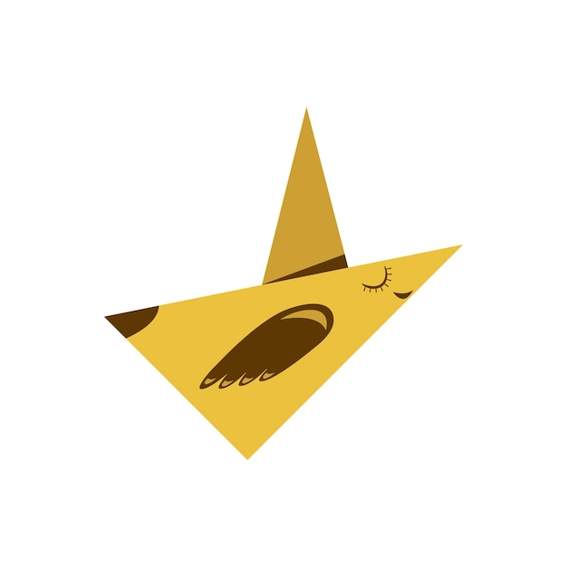 Pájaro ingenuo hecho de papel de origami El pájaro amarillo vuela hacia arriba Estilo infantil