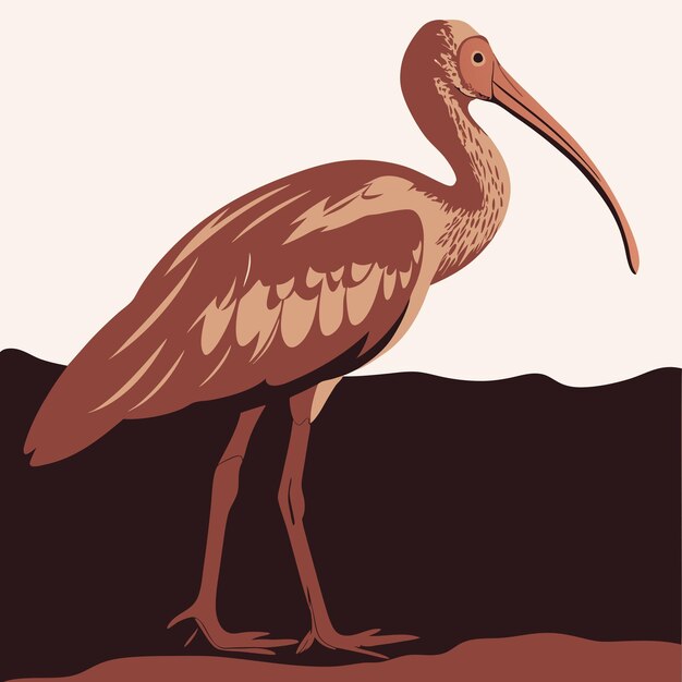 un pájaro con un largo pico se encuentra frente a una montaña