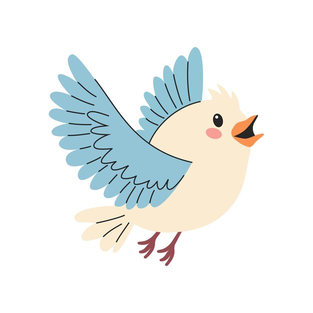 Un pájaro lindo Una ilustración vectorial plana linda sobre un fondo blanco