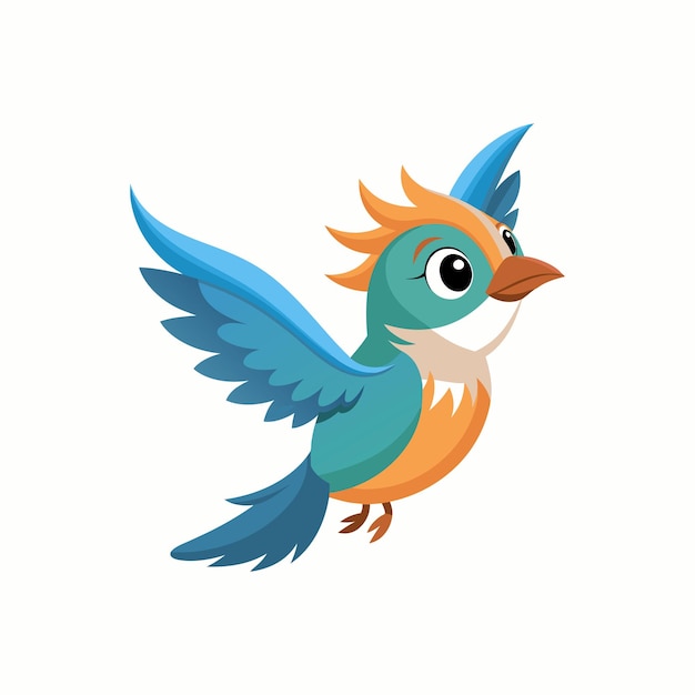 Un pájaro lindo volando sobre un fondo blanco
