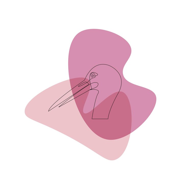 Pájaro una línea arte abstracto cigüeña minimalismo minimalista pájaro cigüeña línea vector