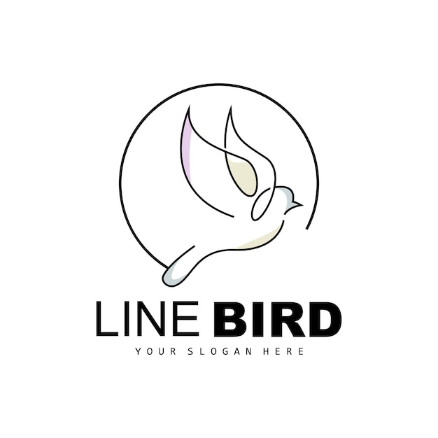 Pájaro Logo Vector Colibrí Simple Línea simple Estilo Diseño Pájaro Alas Icono Producto Marca