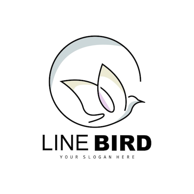 Pájaro Logo Vector Colibrí Simple Línea simple Estilo Diseño Pájaro Alas Icono Producto Marca