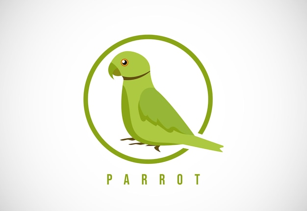 Pájaro loro en un círculo Ilustración de vector de plantilla de diseño de logotipo de pájaro loro