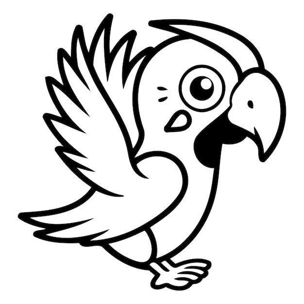 Pájaro loro mascota de dibujos animados Diseño de ilustración de iconos vectoriales de personajes