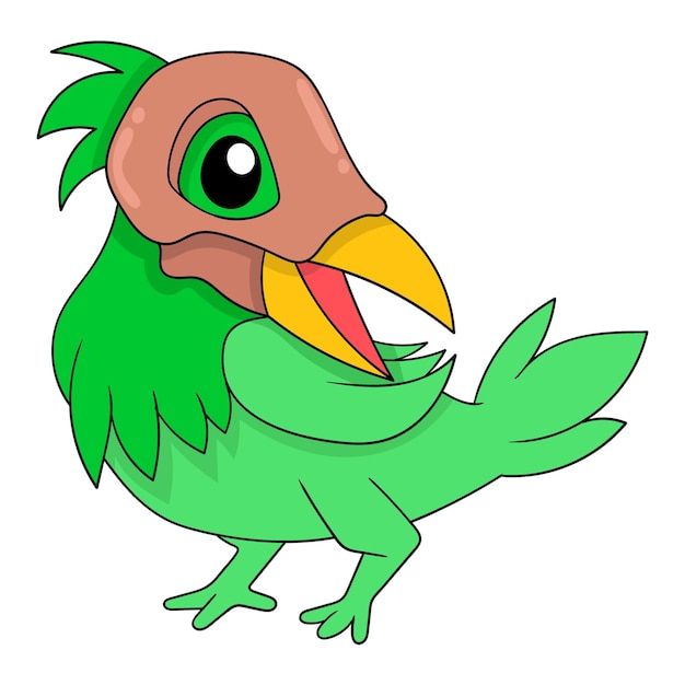 Vector pájaro con máscara de hueso antiguo doodle icono imagen kawaii