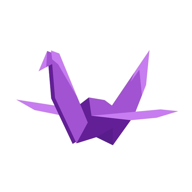 Pájaro de origami vectorial sobre fondo blanco