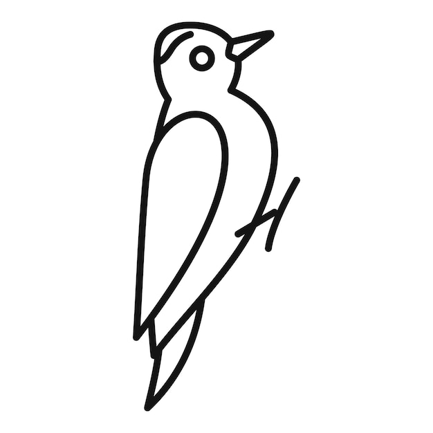 Pájaro pájaro carpintero de pie mirando hacia el lado derecho icona de arte de línea minimalista