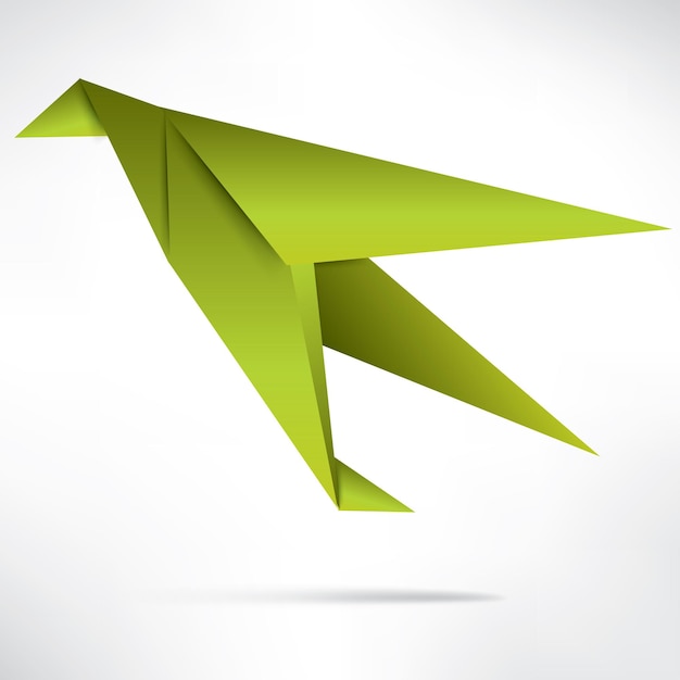 Pájaro de papel de origami sobre fondo abstracto