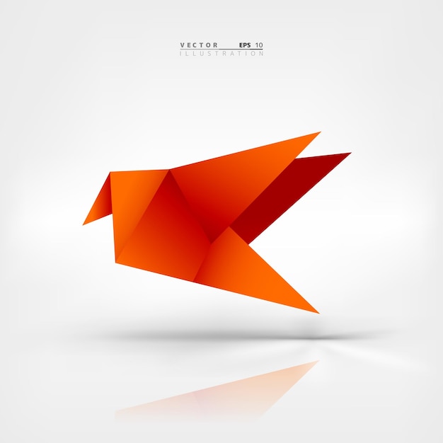 Pájaro de papel de origami sobre fondo abstracto