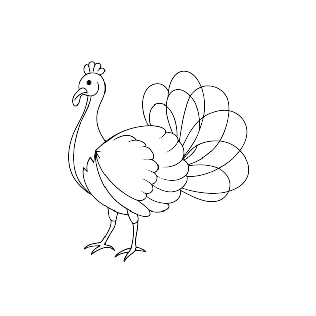 El pájaro pavo se puede imprimir con una sola línea de arte para colorear.