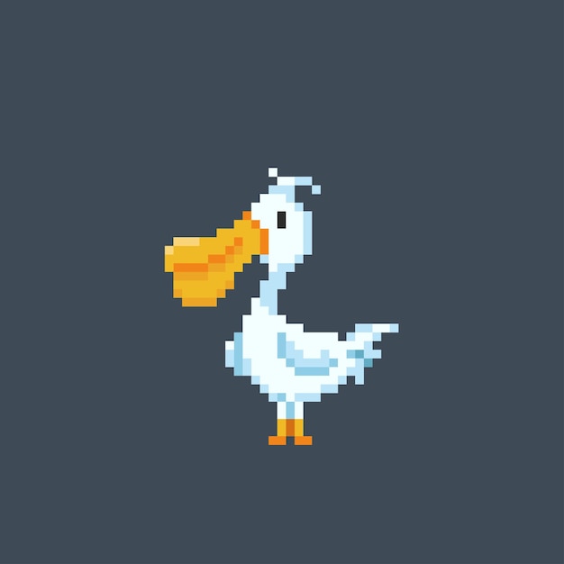 Pájaro pelícano en estilo pixel art