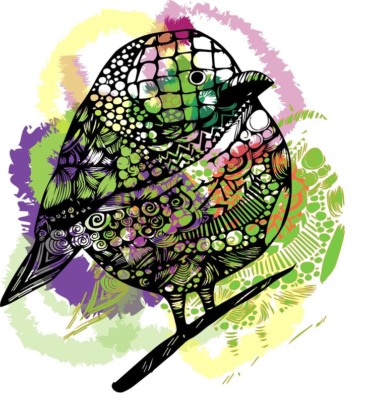 Vector pajaro pichon artistico dibujado a mano
