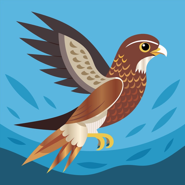 Vector un pájaro con un pico amarillo se muestra en un fondo azul
