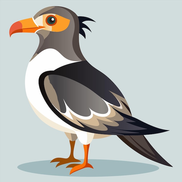 un pájaro con un pico amarillo y un pico naranja se encuentra en un fondo azul