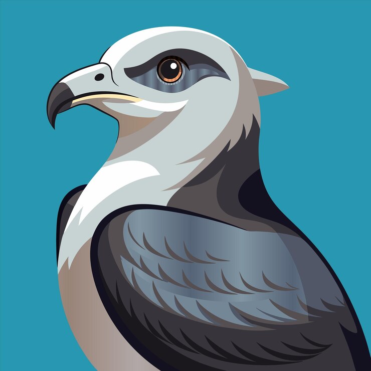 Vector un pájaro con un pico amarillo y plumas blancas en él