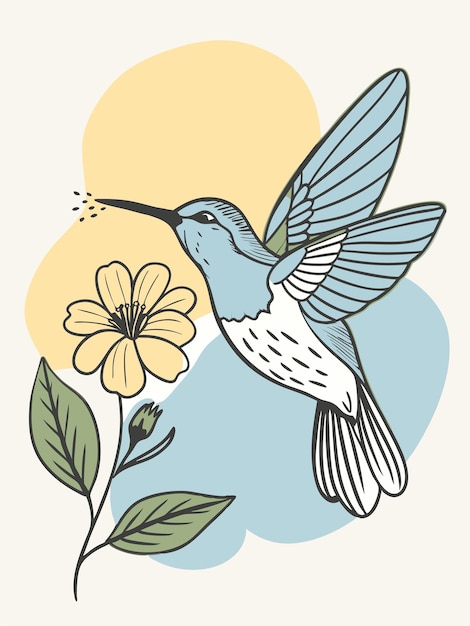 un pájaro con un pico largo vuela sobre una flor