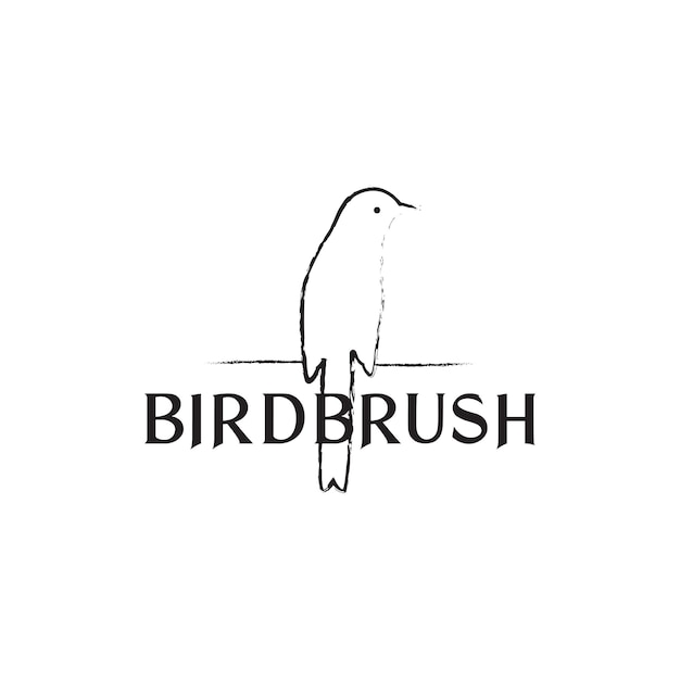 Pájaro de pincel de arte con diseño de logotipo de ramita símbolo gráfico vectorial icono signo ilustración idea creativa