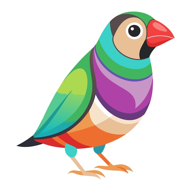 Pájaro pinzón de Gould estilo plano aislado en fondo blanco Ilustración vectorial
