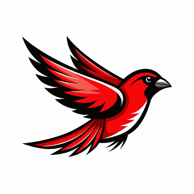 un pájaro rojo con un pico rojo que dice pájaro en él