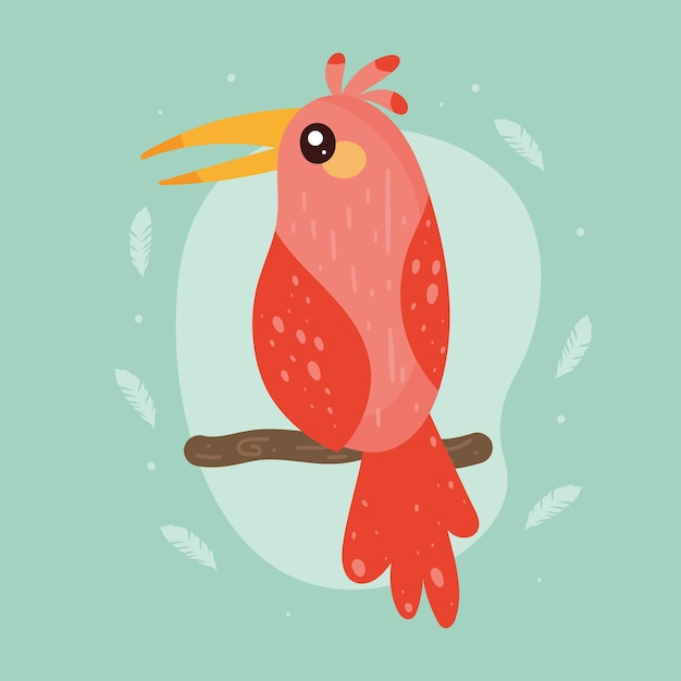 Pájaro rojo en rama