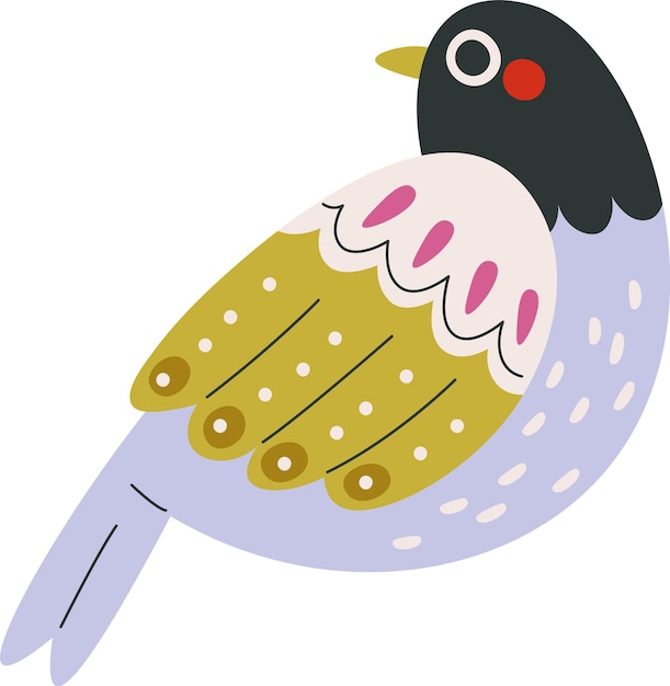 Pájaro sentado con un patrón floral