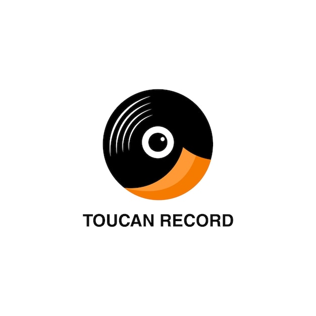 pájaro tucán y diseño de logotipo de vector de vinilo de registro