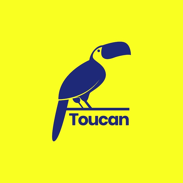 Pájaro tucán encaramado rama buscando comida aislado logotipo diseño vector icono ilustración plantilla