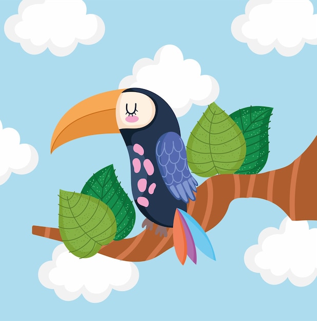 Pájaro tucán en una rama