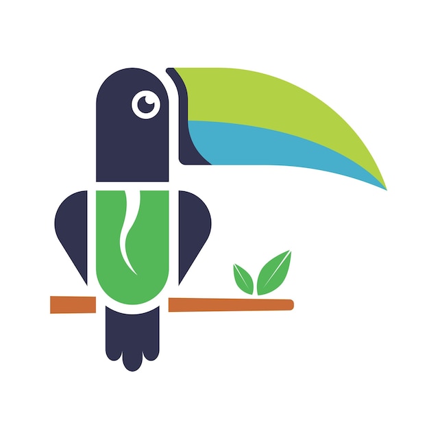 El pájaro tucano complementa la ilustración vectorial del logotipo natural