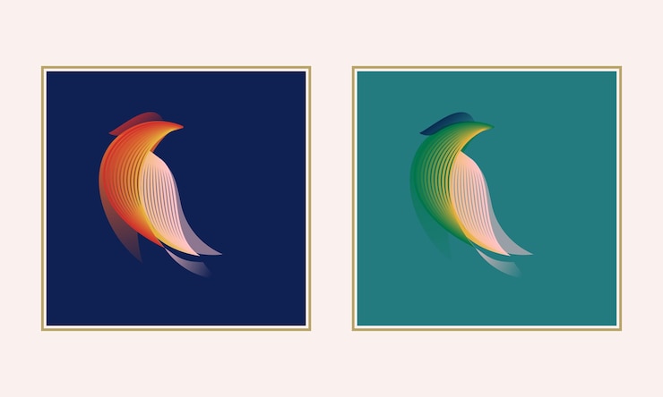 Vector pájaro vectorial en arte de línea de estilo degradado