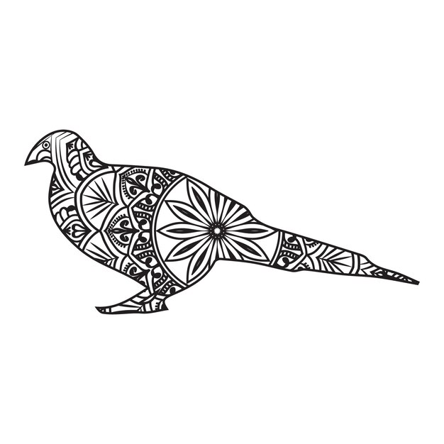 Pájaro vectorial Mandala Página para colorear para todas las edades