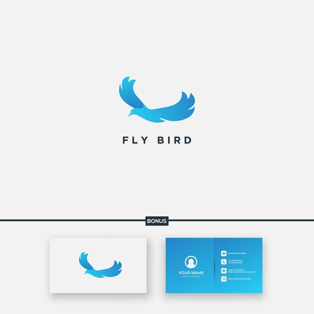 Pájaro volador alas azules logotipo fuerte águila