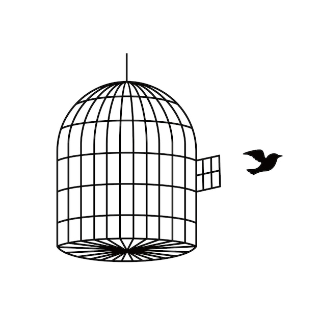 pájaro volando desde la jaula diseño libertad concepto signo y símbolo