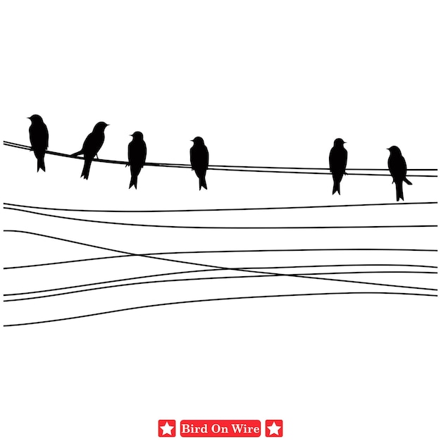 Los pájaros armónicos de la sinfonía hacia el cielo en diseños vectoriales de alambre