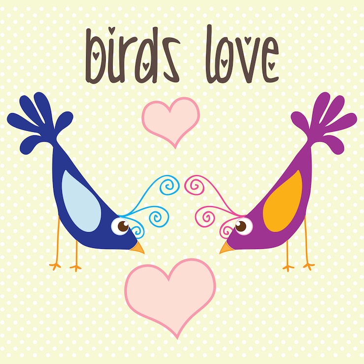 Vector los pájaros coloridos aman el ejemplo del vector del fondo del vintage