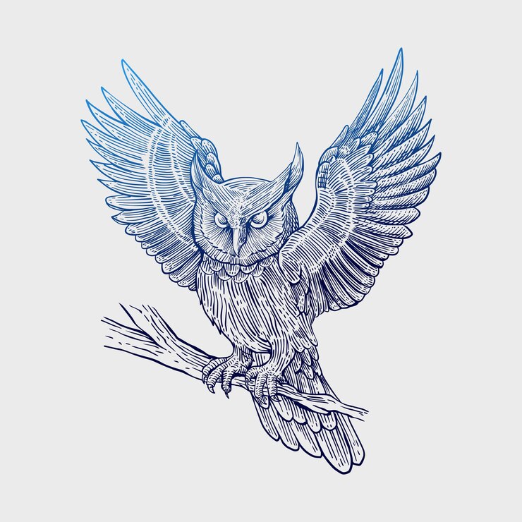 pájaros dibujados en estilo de grabado vintage