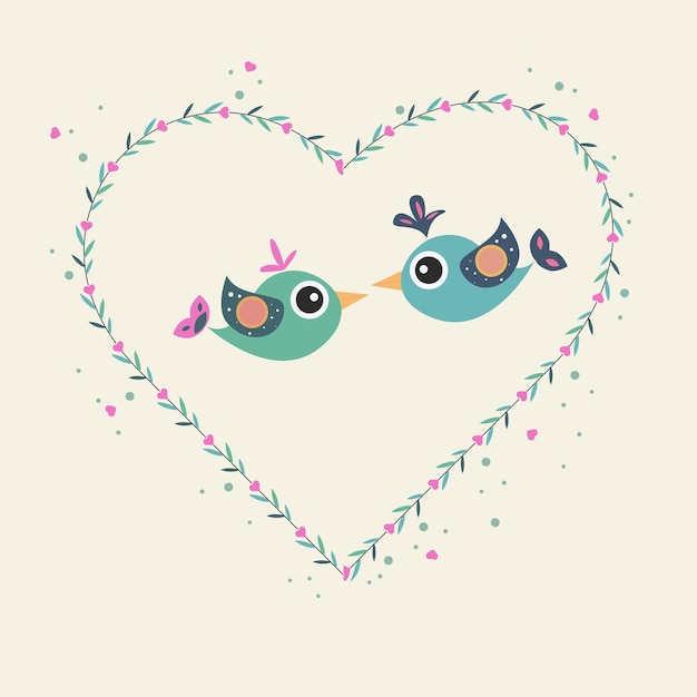 Pájaros enamorados amor y san valentín