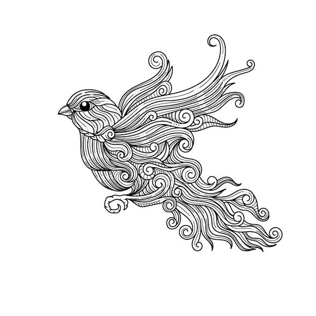 Vector pájaros gorrión adornados dibujados a mano