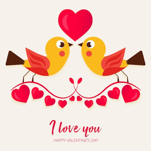 Los pájaros lindos en el amor Valentines gráfico Ilustración vectorial